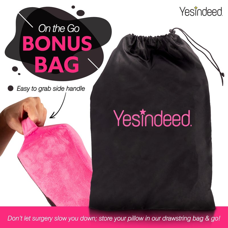 YESINDEED The Original Brazilian Butt Lift Pillow â€“ Dr. Approved for Post Surgery Recovery Seat â€“ BBL Foam Pillow + Cover Bag Firm Support Cushion Butt Support Technology - Pink - Image 5